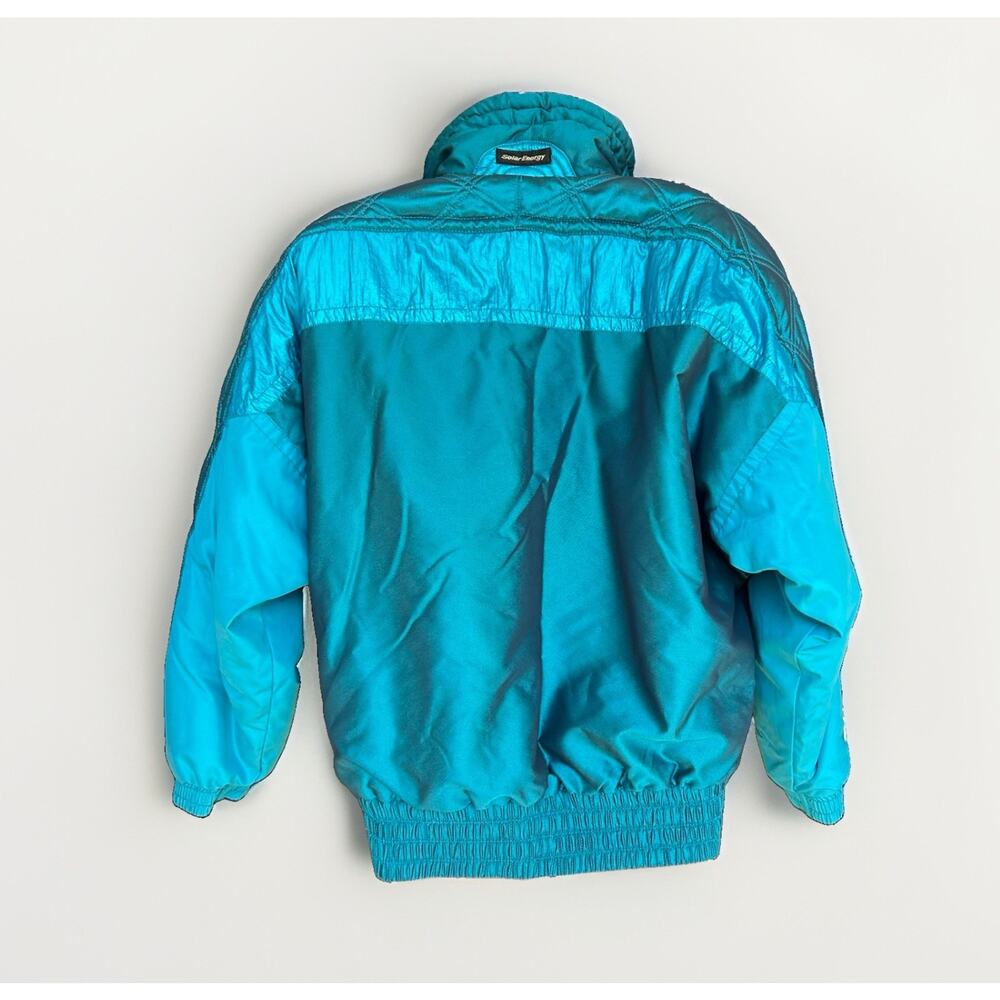 Kaelin Solar Power Ski Jacket Women Sz 10 Metallic Blue Pink Retro Apres Vtg 80s - Picture 2 of 16